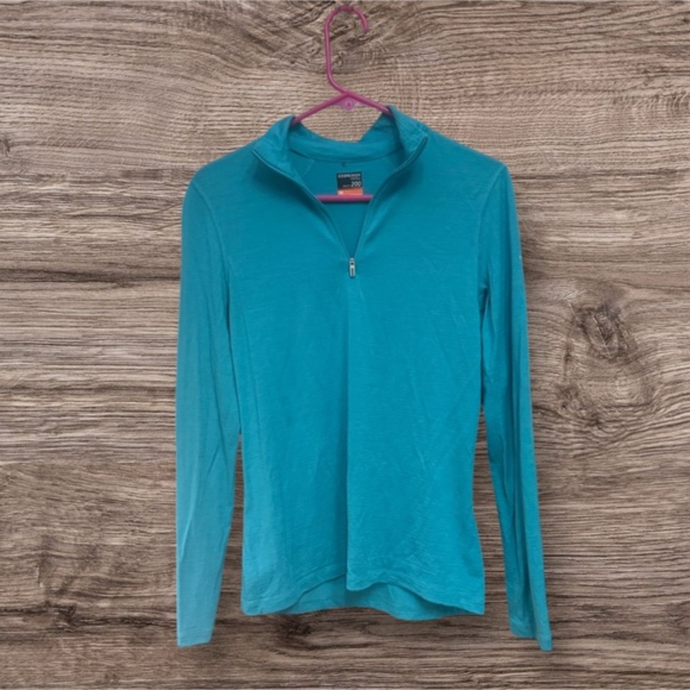 Icebreaker Womens 200 Oasis Long Sleeve Half Zip Thermal Top Flux Green